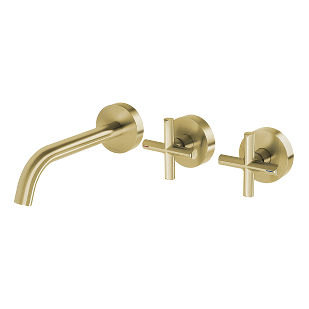 Phoenix Vivid Slimline Plus Wall Basin/Bath Hostess Set 180mm Brushed Gold