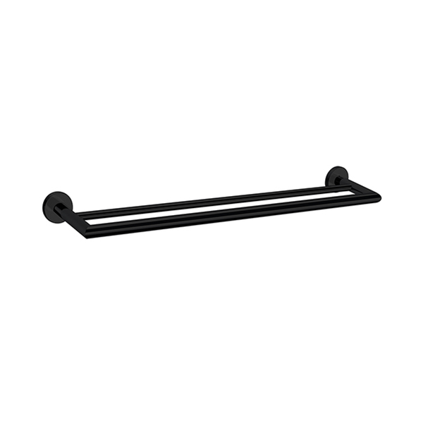 Nero Dolce 700Mm Double Towel Rail Matt Black