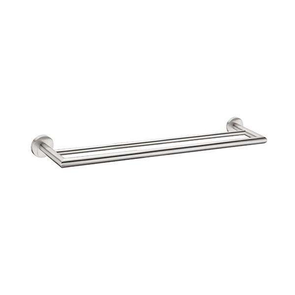 Nero Dolce 700Mm Double Towel Rail Brushed Nickel
