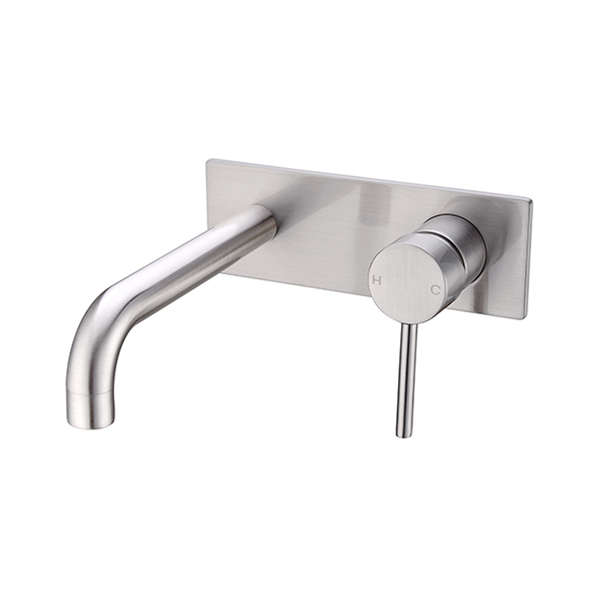 Nero Dolce Wall Basin Mixer (Stylish Spout) Brushed Nickel