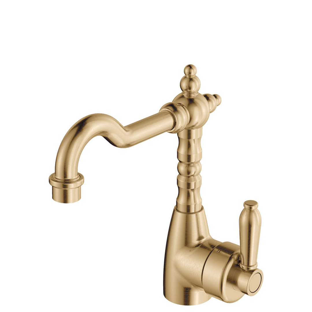 Fienza Eleanor Shepherds Crook Basin Mixer - Urban Brass/Urban Brass