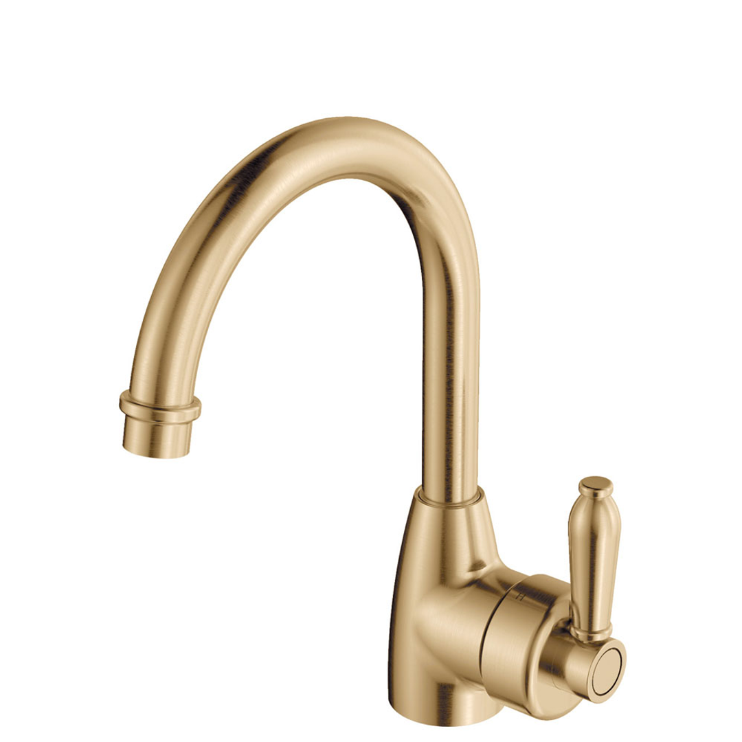 Fienza Eleanor Gooseneck Basin Mixer - Urban Brass/Urban Brass