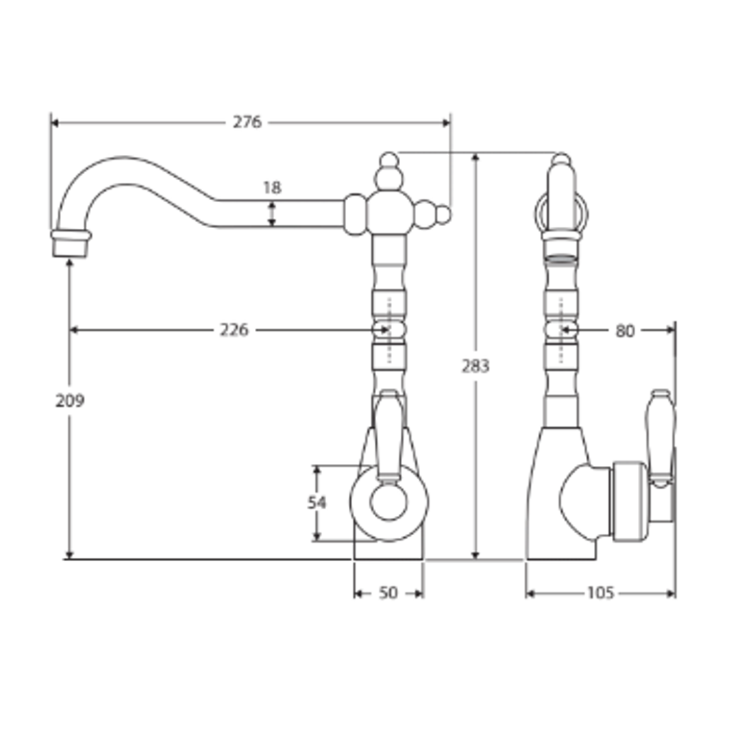 Fienza Eleanor Shepherds Crook Kitchen Sink Mixer - Urban Brass