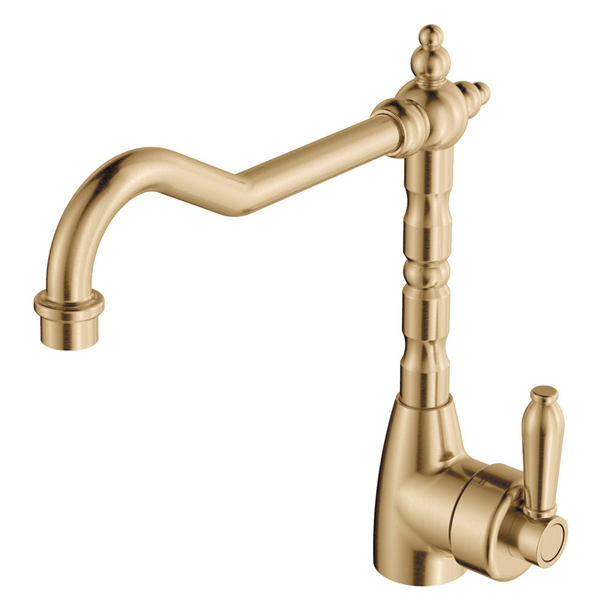 Fienza Eleanor Shepherds Crook Kitchen Sink Mixer Urban Brass 202105Uu
