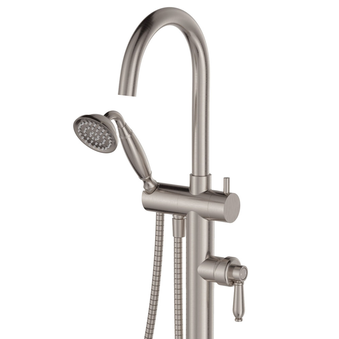 Fienza Eleanor Floor Mixer & Shower - Brushed Nickel/Brushed Nickel