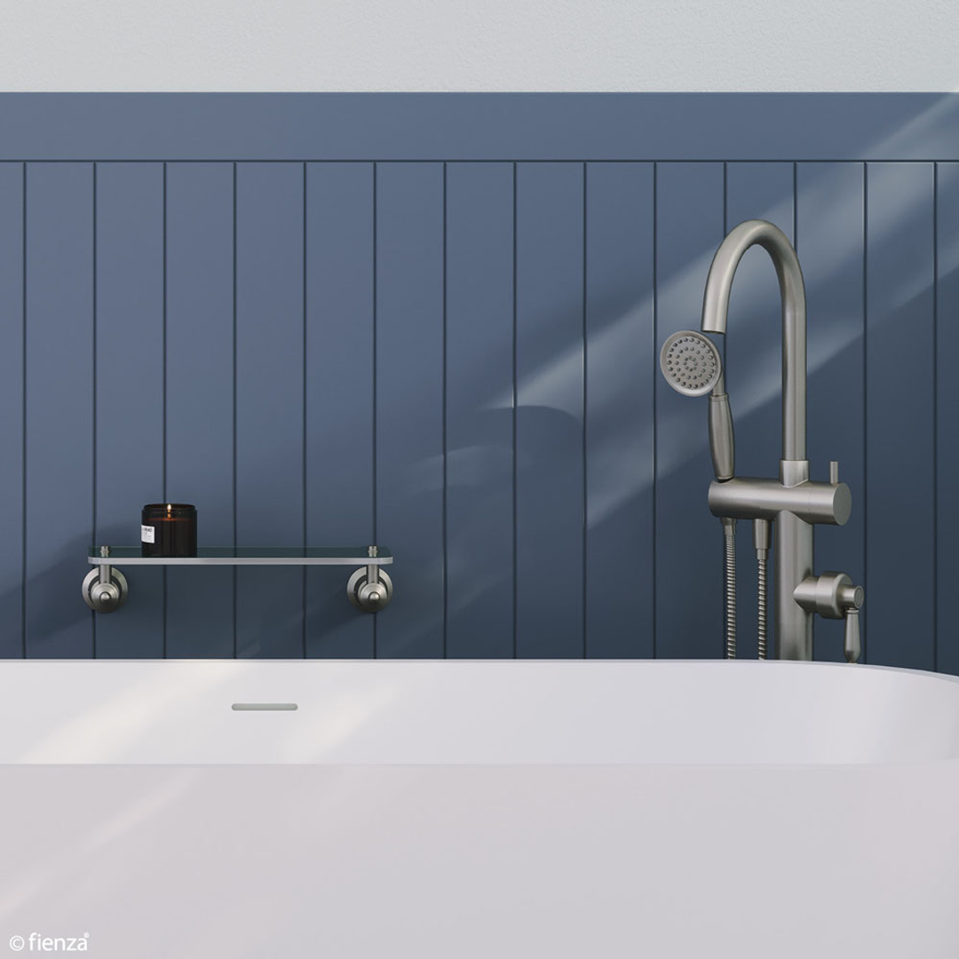 Fienza Eleanor Floor Mixer & Shower - Brushed Nickel/Brushed Nickel