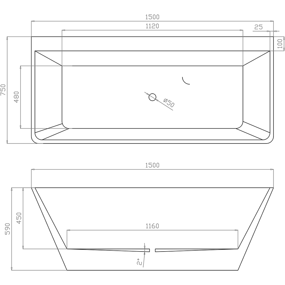 Bnk Naga Virgana Freestanding Bath Gloss White 1500mm