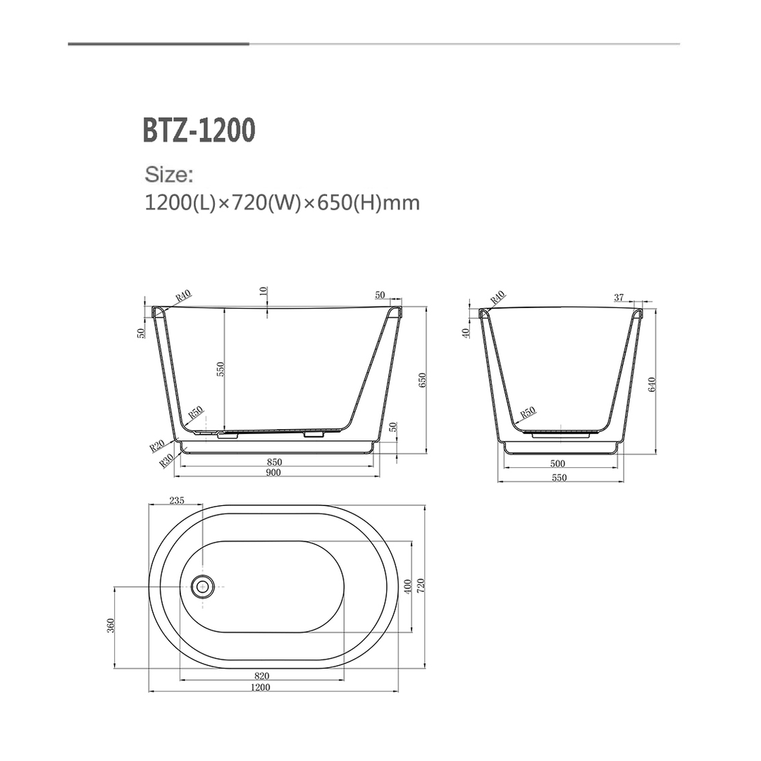Bnk Naga Oval Freestanding Bath Gloss White 1500mm