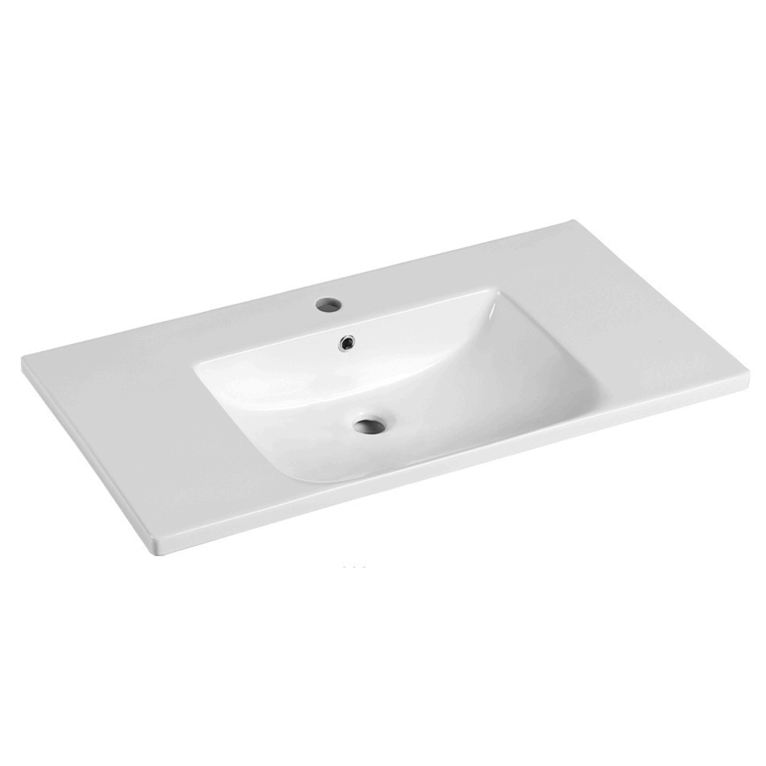 Bnk Naga Ceramic Vanity Top Soft Square Bowl Gloss White 1 Tap Hole 900X460X165Mm Pb 05090