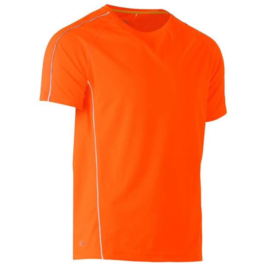 Bisley Cool Mesh Polo Reflective Piping Orange