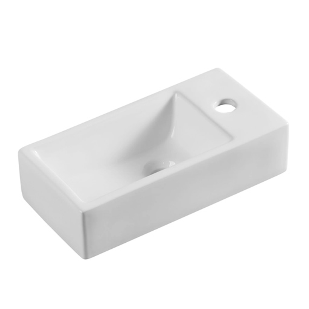 OTTI COMPACT ABOVE COUNTER LEFT HAND BOWL BASIN 1 Tap Hole GLOSS WHITE NO OVERFLOW 200X405X105