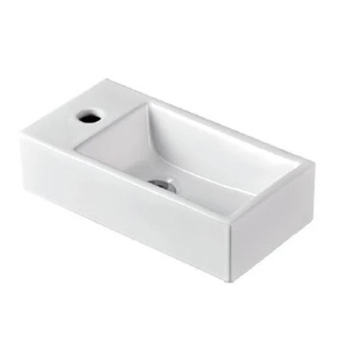 OTTI COMPACT ABOVE COUNTER RIGHT HAND BOWL BASIN 1 Tap Hole GLOSS WHITE NO OVERFLOW 200X405X105