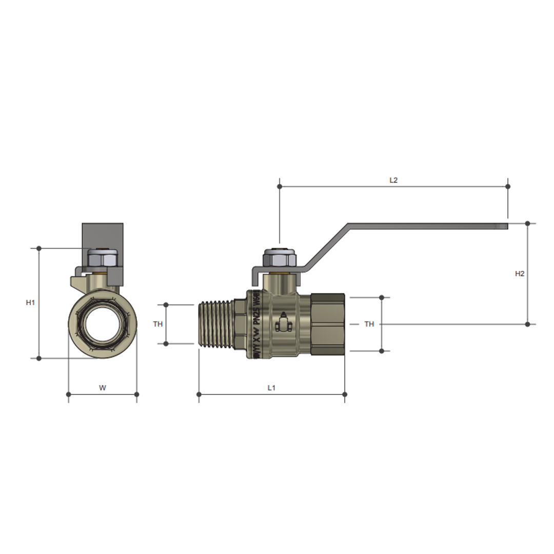 20Mm Mf Brass Ball Valve Watermarked Dza/Aga Lever Handle