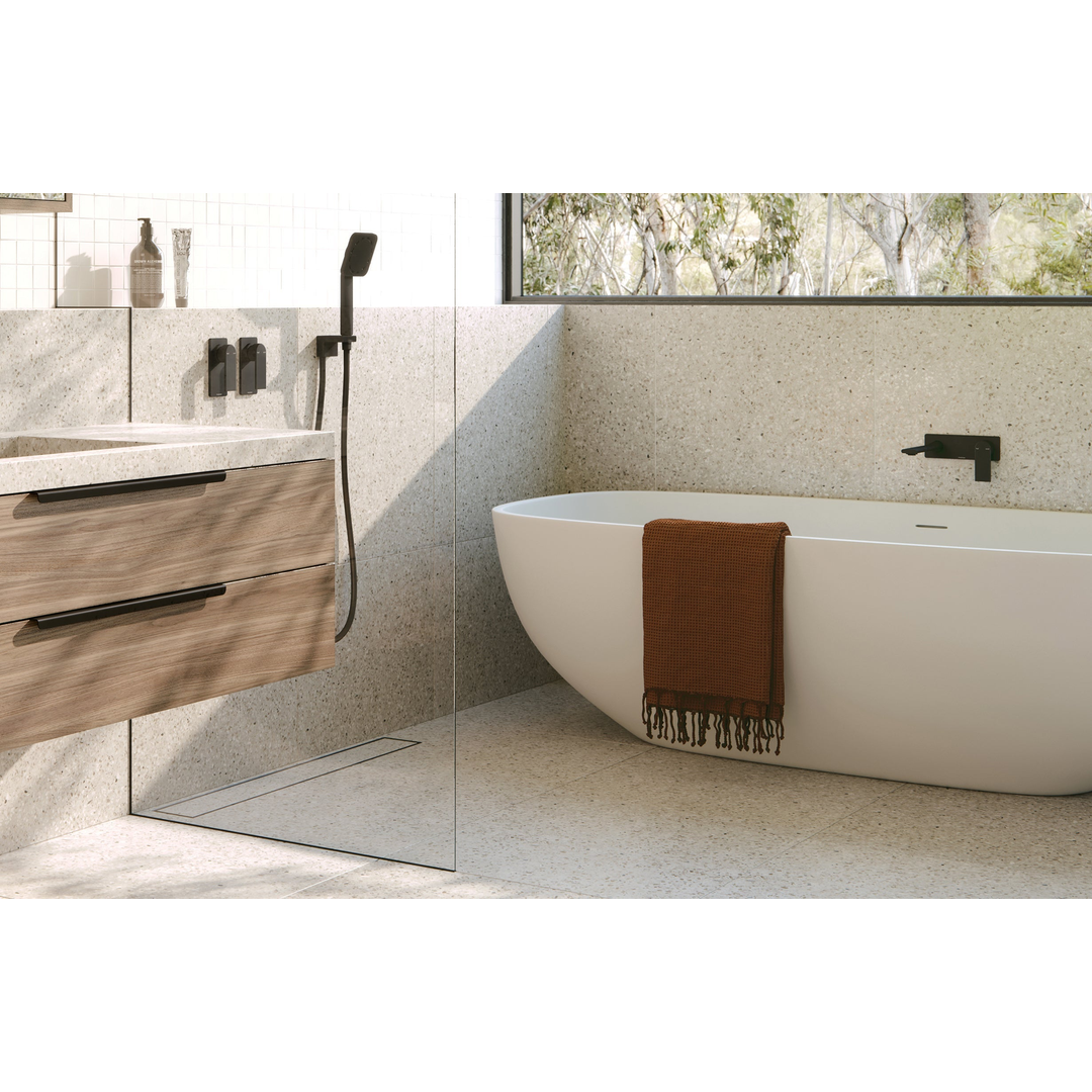 Phoenix Teel Wall Basin/Bath Mixer Set 200mm - Matte Black