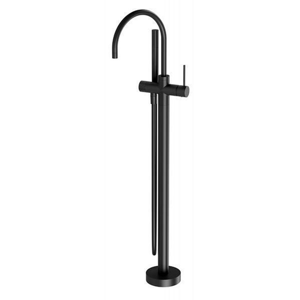 Phoenix Vivid Slimline Floor Mounted Bath Mixer With Hand Shower - Matte Black