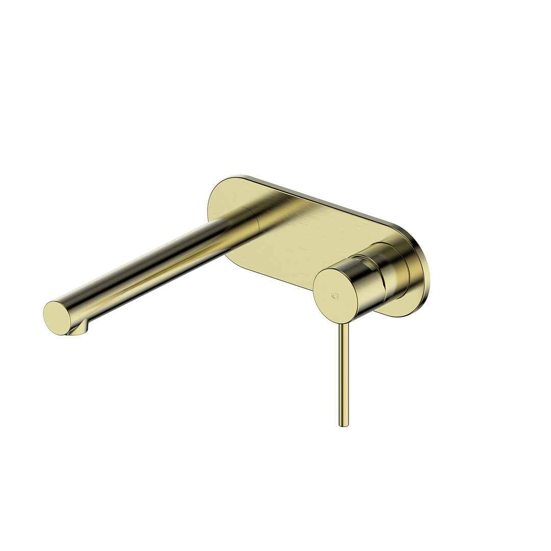 Greens Maci Wall Basin Mixer With Plate Brushed Brass