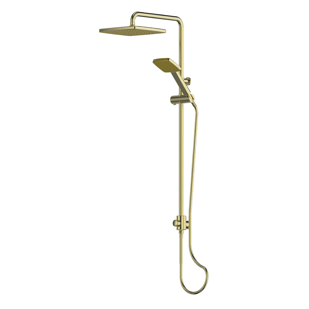 Greens Glide Syntra Rainboost Twin Rail Shower Pvd Brushed Brass