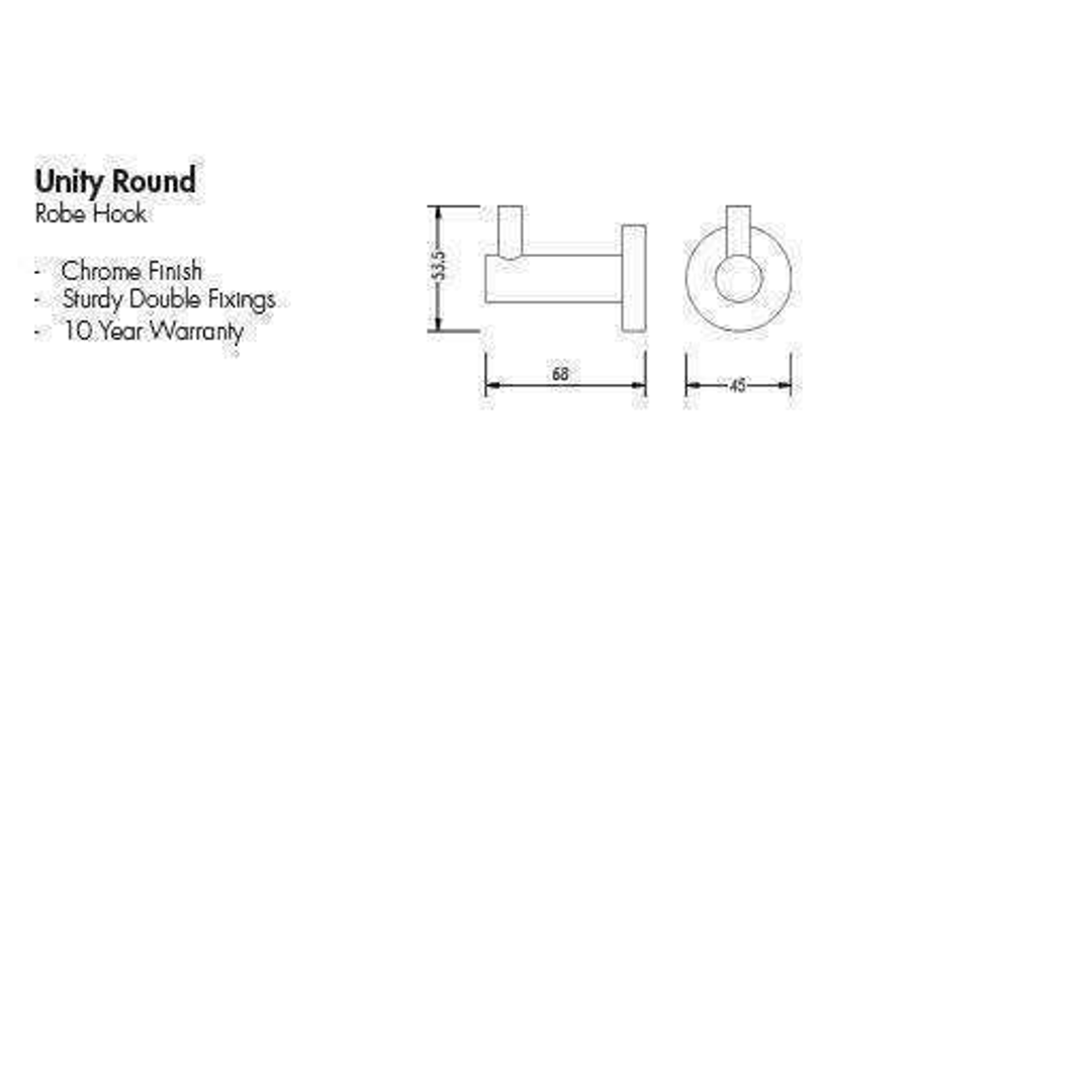 Aspire Unity Round Robe Hook Chrome **23010**