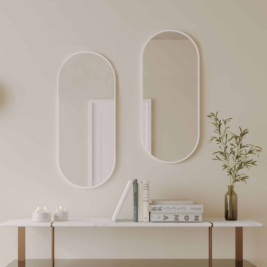 Remer Modern Oblong Mirror 460 x 1210 - Matt White