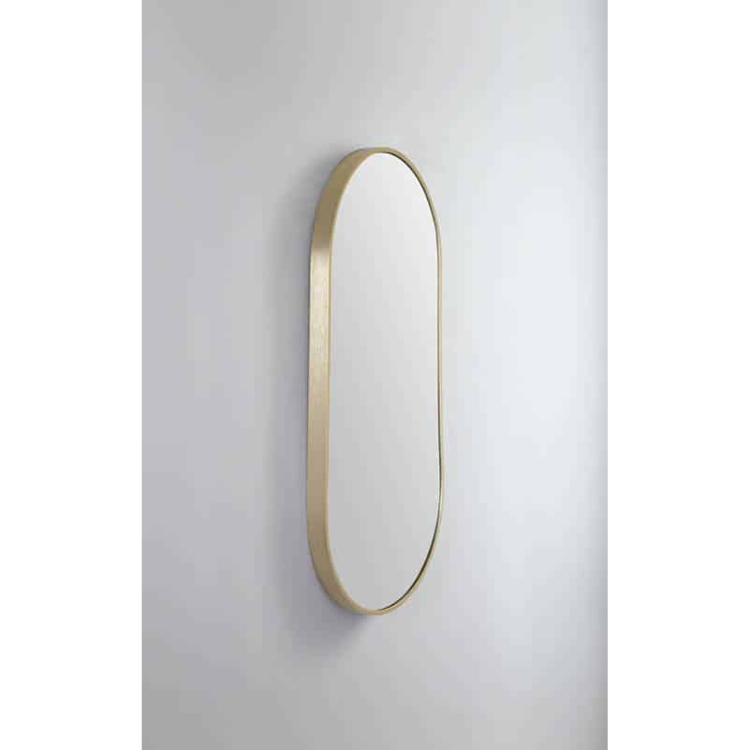Remer Modern Oblong 460X910 Baltic Brass Framed Mirror With Mirage Magnifier