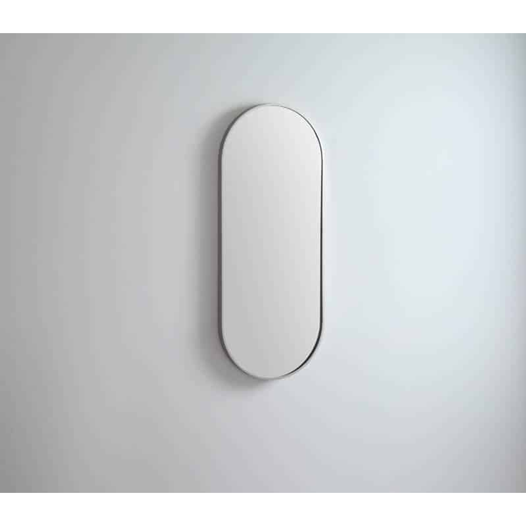 Remer Modern Oblong Brits Nickel Framed Mirror With Mirage Magnifier