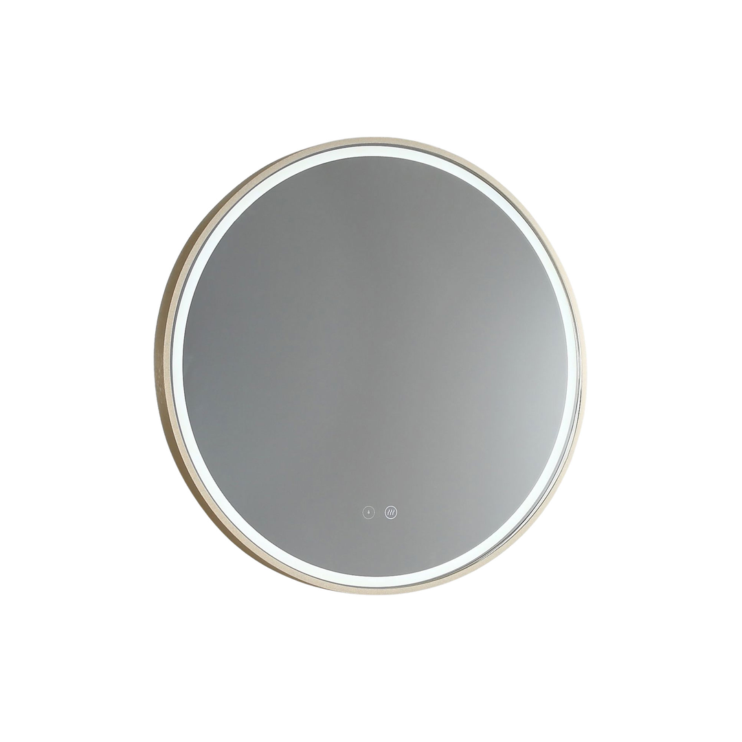 Remer Sphere 600 Round Led Mirror Demister Baltic Brass Frame With Mirage Magnifier