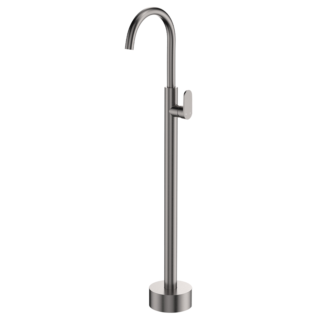 Fienza Empire Slim Floor Mounted Basin/Bath Mixer Gun Metal Lf