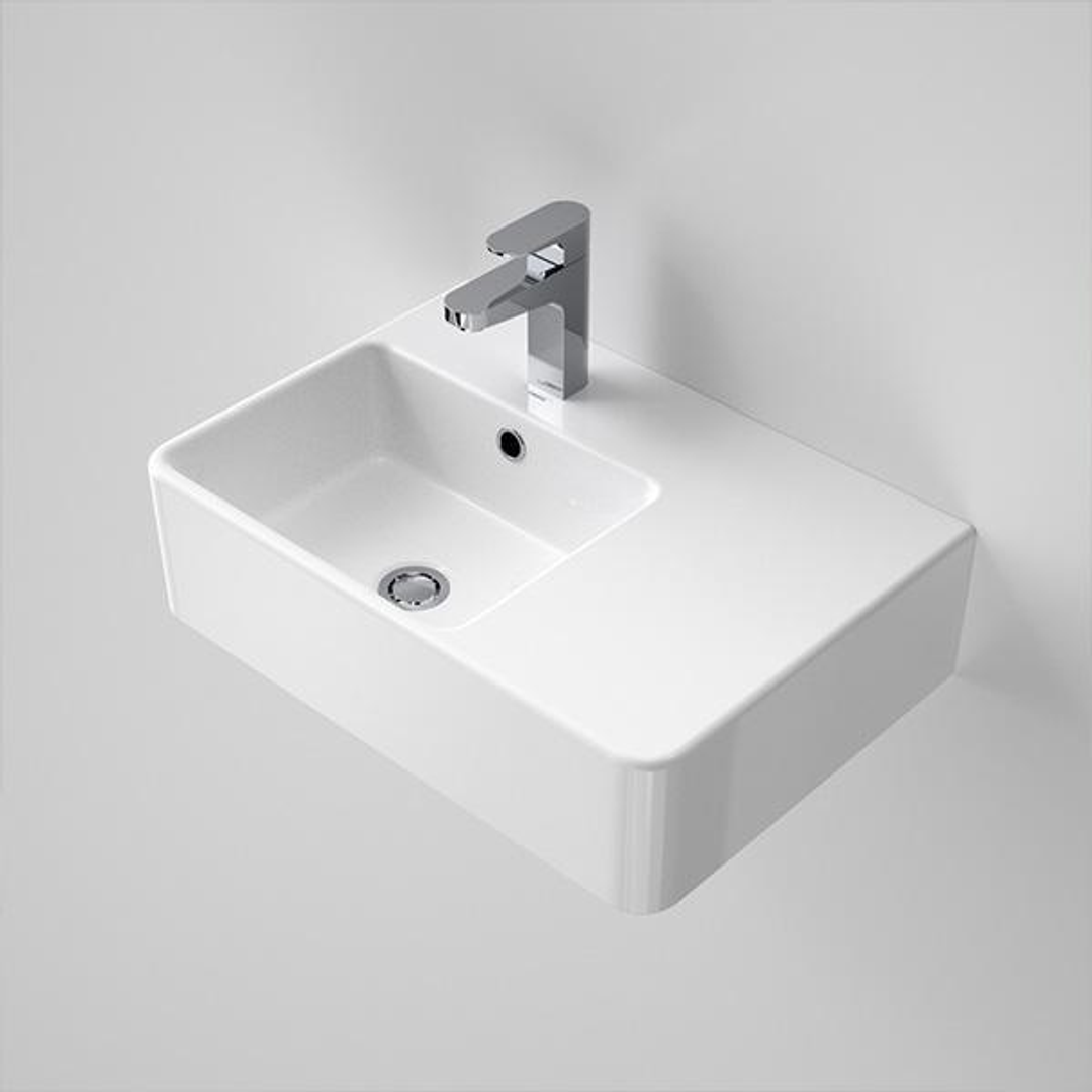 Caroma Cube Ext. R/H Wall Basin 570mm X 395mm 1 Tap Hole White