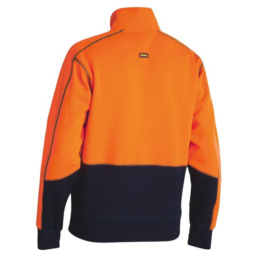 Bisley Hi Vis Fleece 1/4 Zip Pullover Orange/Navy