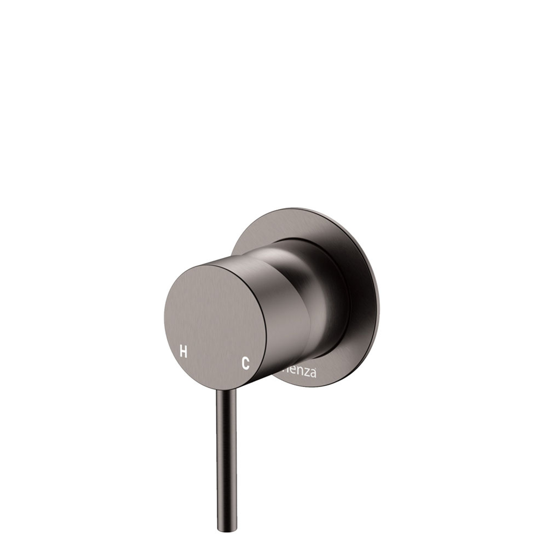 Fienza Kaya Wall Mixer Gun Metal Minimum Round Gun Metal Plate