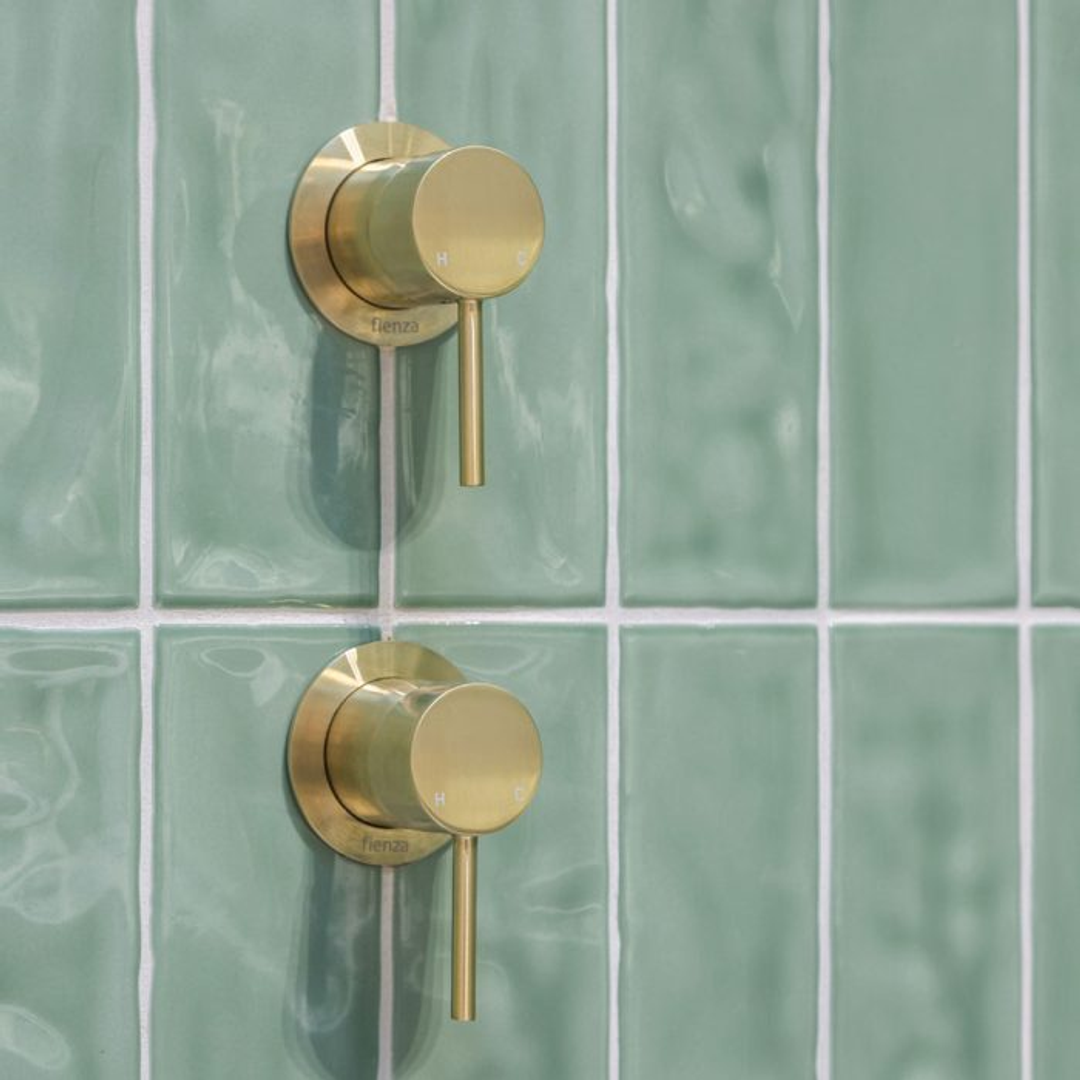 Fienza Kaya Wall Mixer Urban Brass Small Round Urban Brass Plate