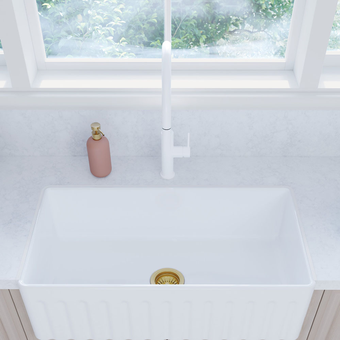 Fienza Kaya Pull Out Sink Mixer - Matte White