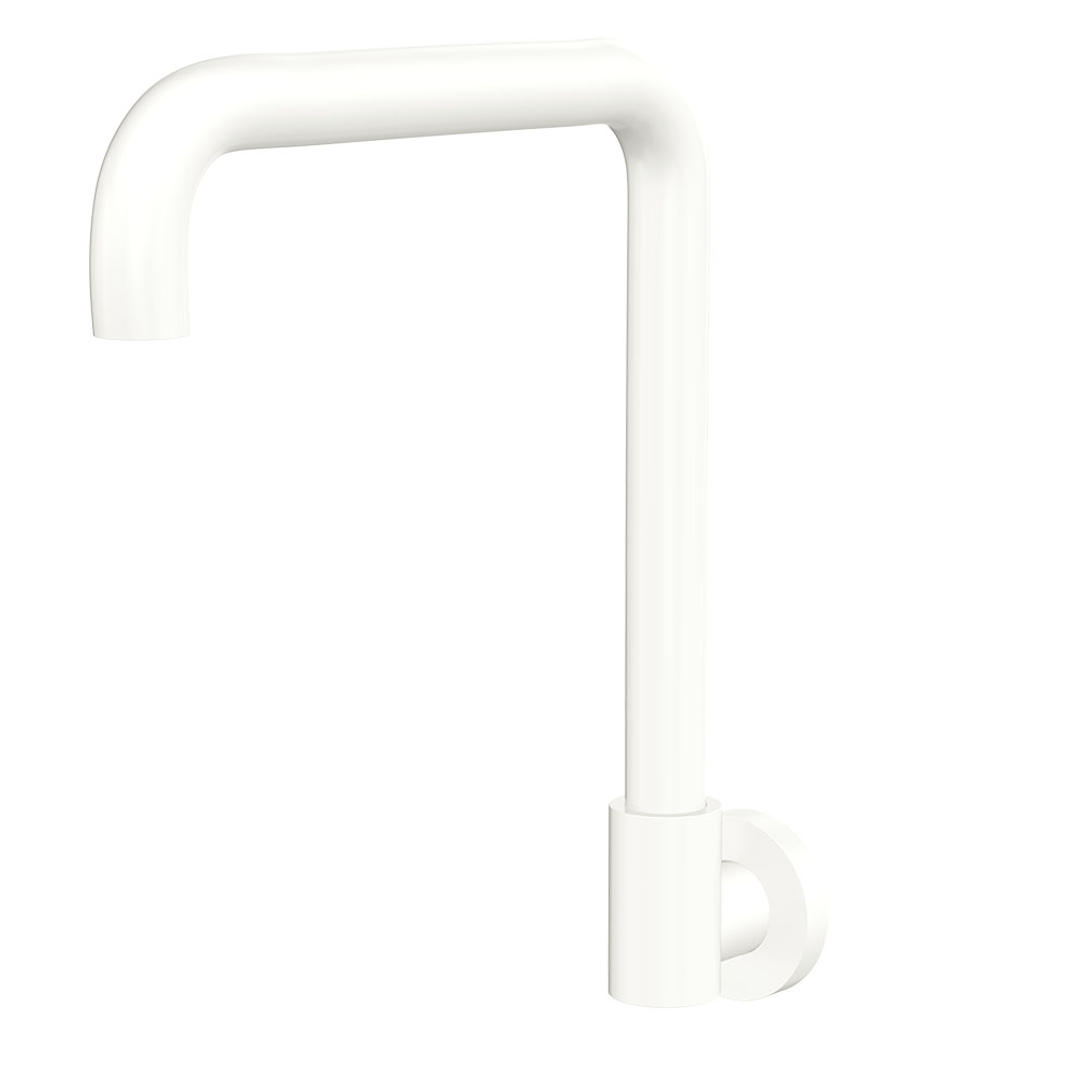 Fienza Kaya Matte White Squareline Wall Swivel Outlet Sus304 & Lf Brass Lf