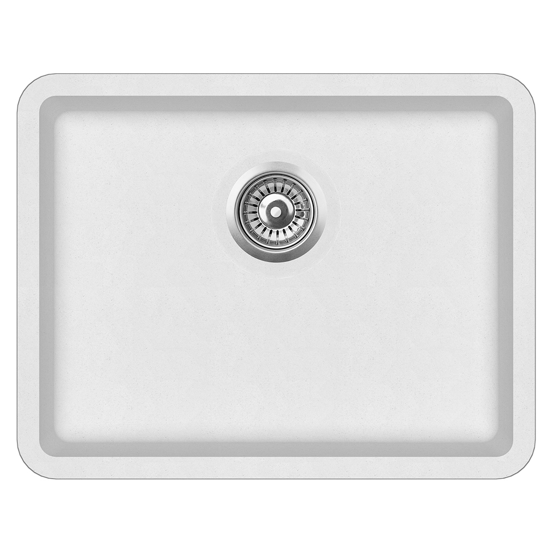Otti Single White Kitchen Sink - Sink Dimensions 585X460 - Bowl 535X410X210 With Strainer