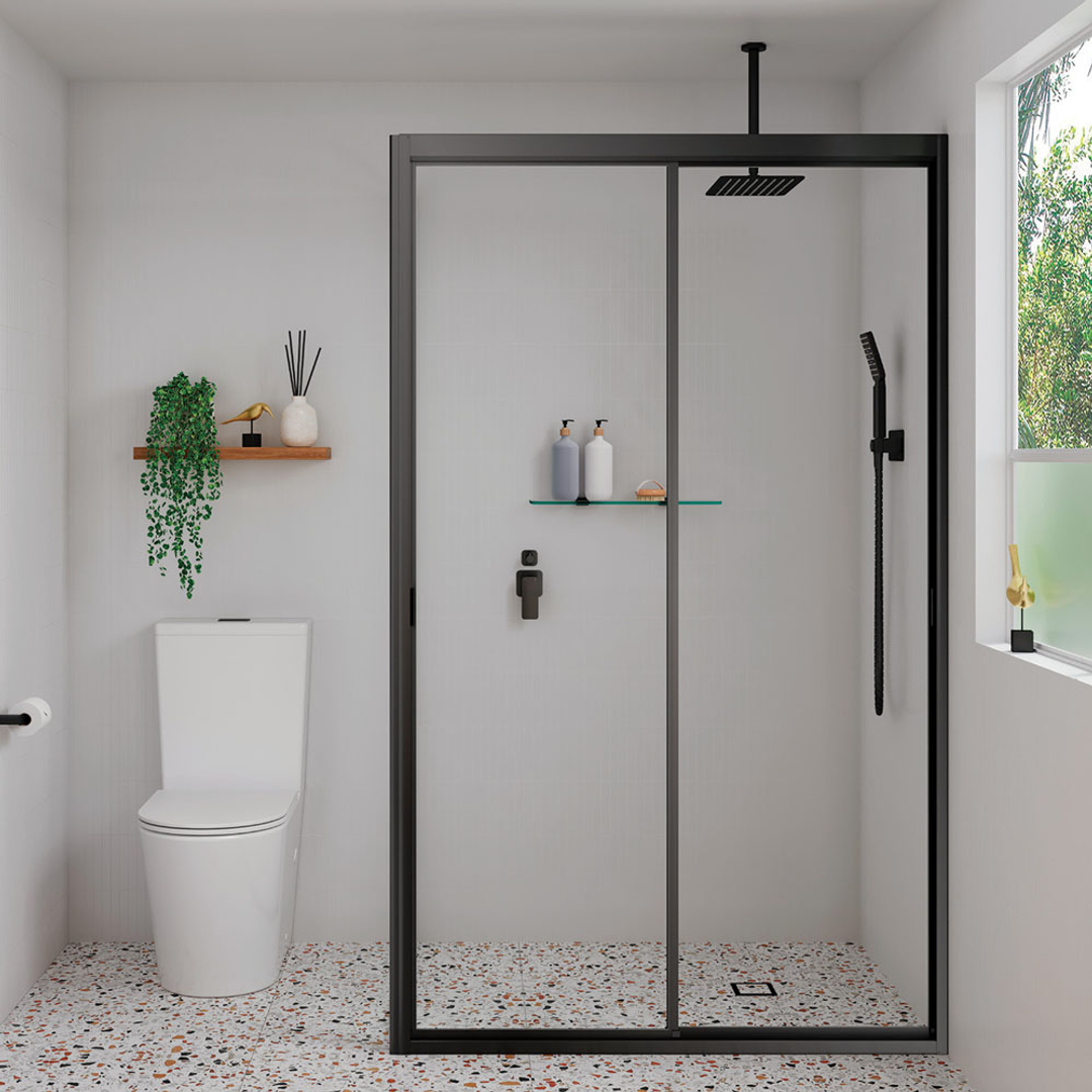 FIENZA TONO WALL DIVERTER MIXER SMALL SQUARE PLATES MATTE BLACK