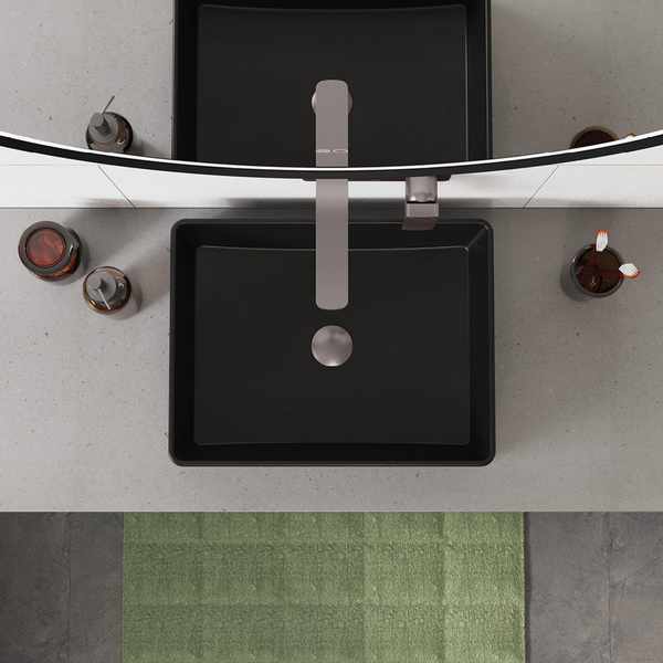 Fienza Tono Basin/Bath Wall Mixer 200mm Outlet Set Large Square Plates Gun Metal