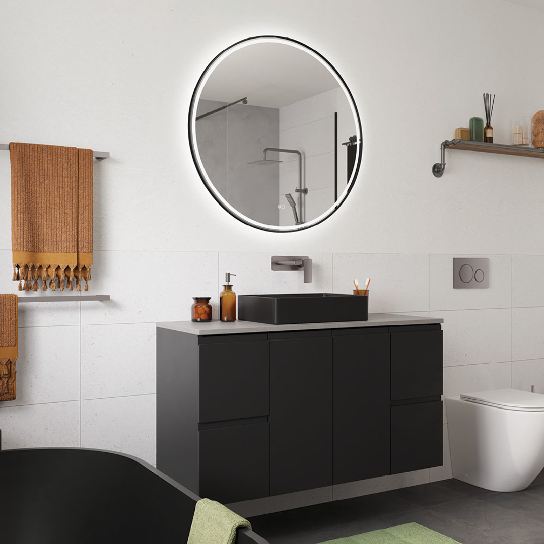Fienza Tono Basin/Bath Wall Mixer 200mm Outlet Set Large Square Plates Gun Metal