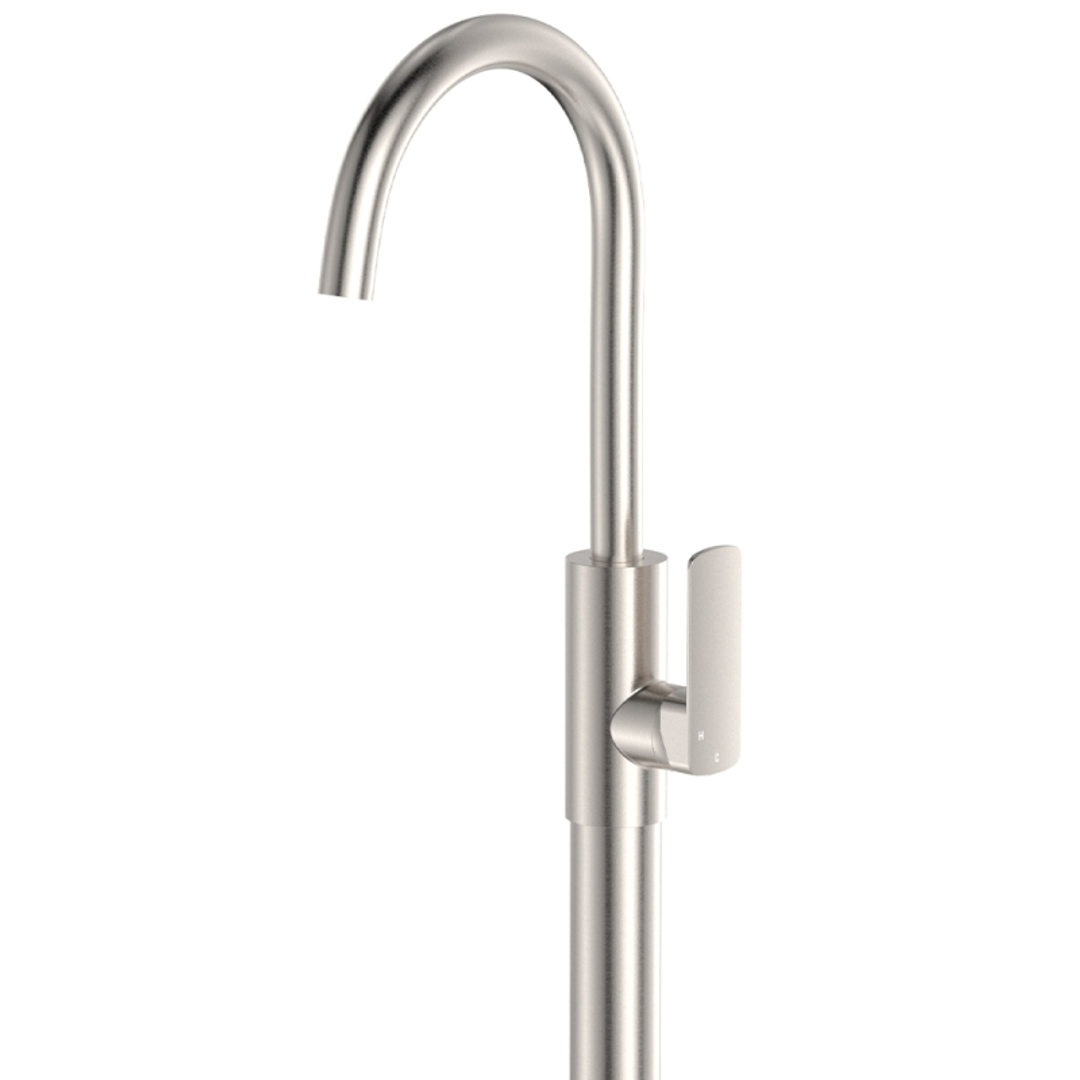 Fienza Tono Floor Mounted Basin/Bath Mixer Brushed Nickel Lf
