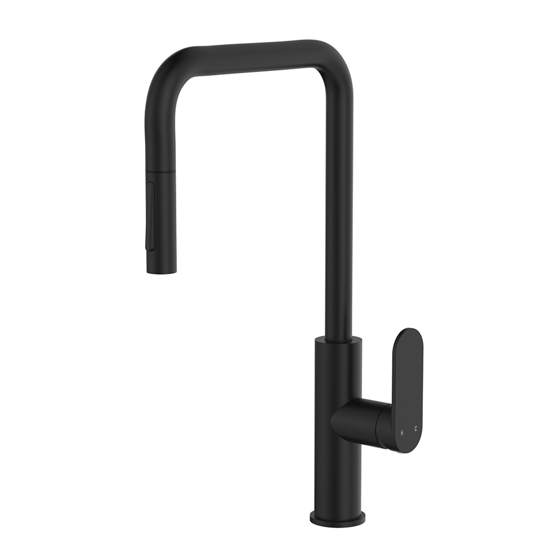 Fienza Empire Slim Pull Out Sink Mixer Matte Black Lf