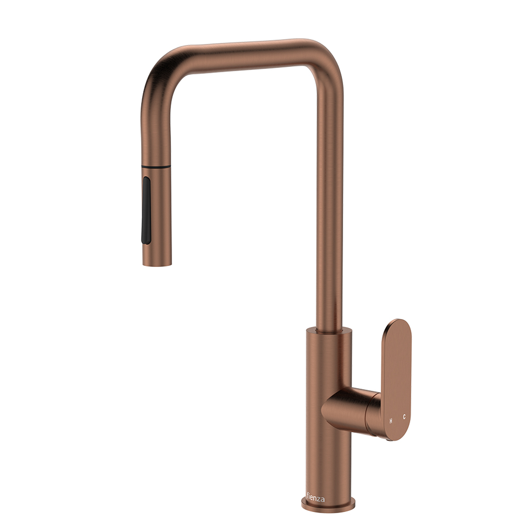 Fienza Empire Slim Pull Out Sink Mixer Brushed Copper Lf