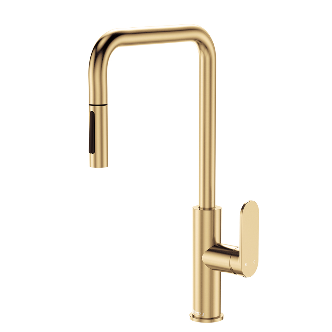 Fienza Empire Slim Pull Out Sink Mixer Urban Brass Lf