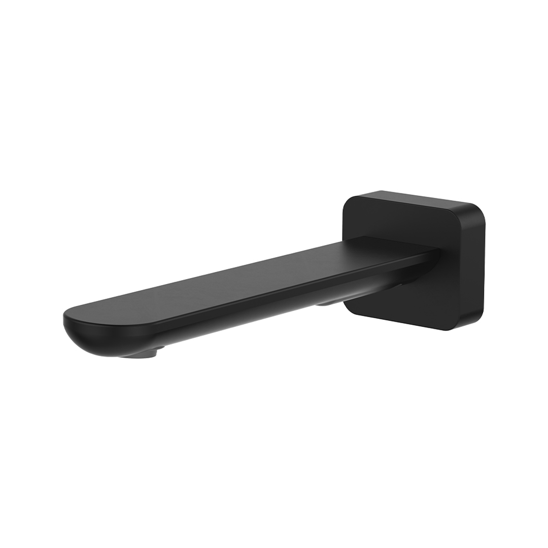 Fienza Empire Slim Wall Basin/Bath Outlet 180mm Square Plate Matte Black Lf