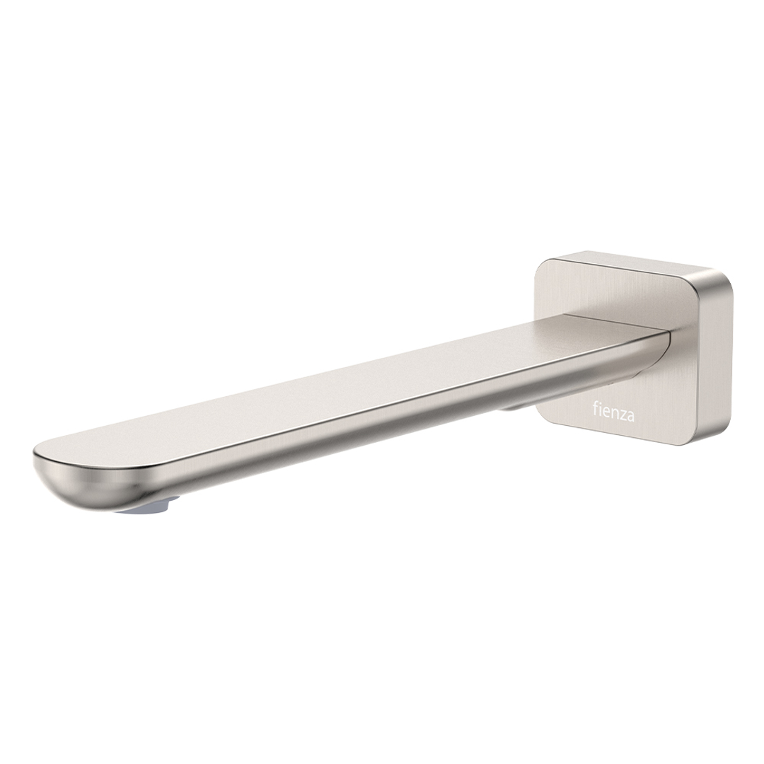 Fienza Empire Slim Wall Basin/Bath Outlet 220mm Square Plate Brushed Nickel Lf