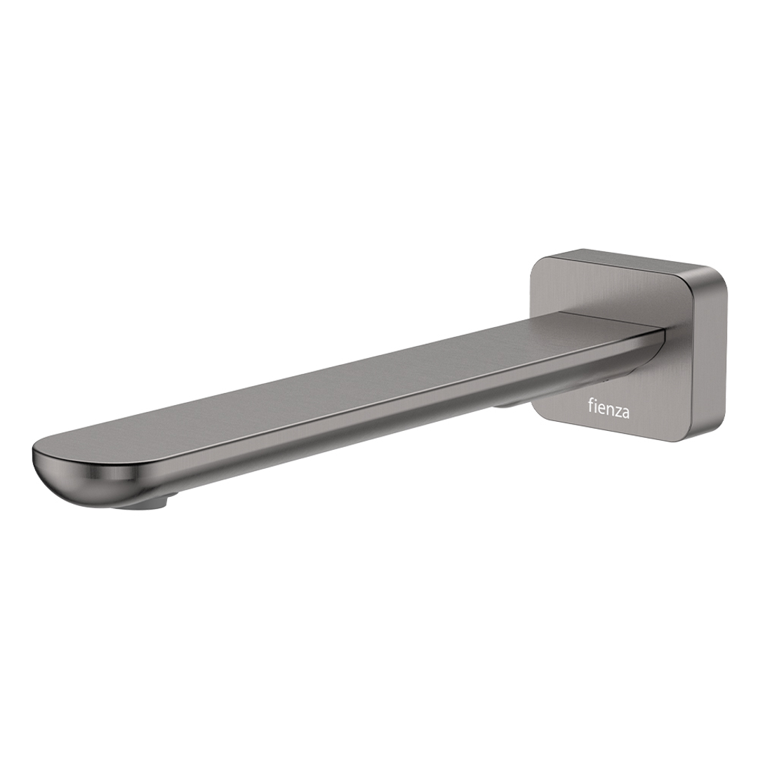 Fienza Empire Slim Wall Bath/Basin Outlet 220mm Square Plate Gun Metal Lf
