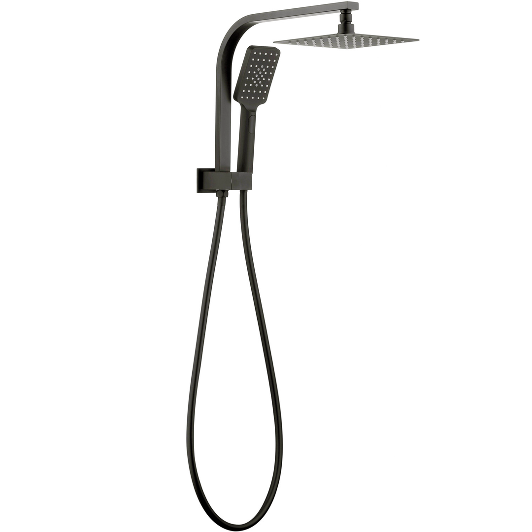 Otti Taran Twin Shower Set Top Inlet With Square 200Mm Shower Head-Half Rail Gun Metal