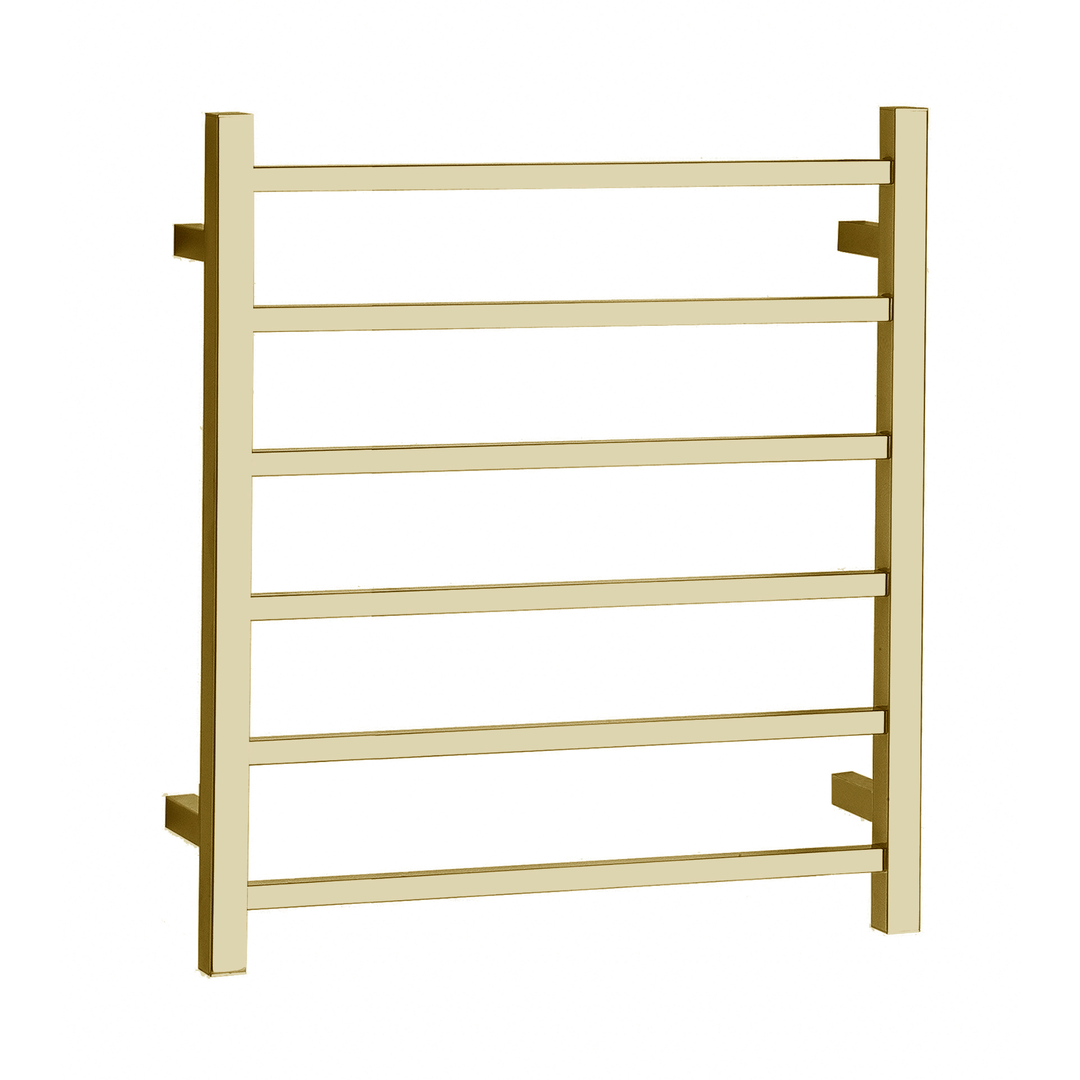 Otti Square Electric Heated Towel Rack 6 Bars Universal Inlet S/Steel Brushed Gold