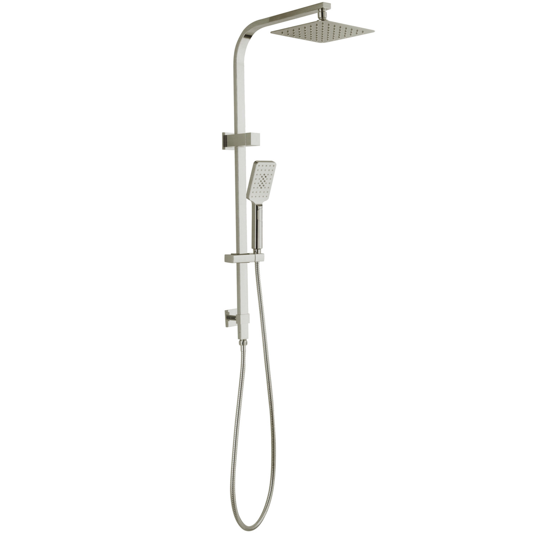 Otti Twin Shower On Rail Square Brushed Nickle 10' Shower Head