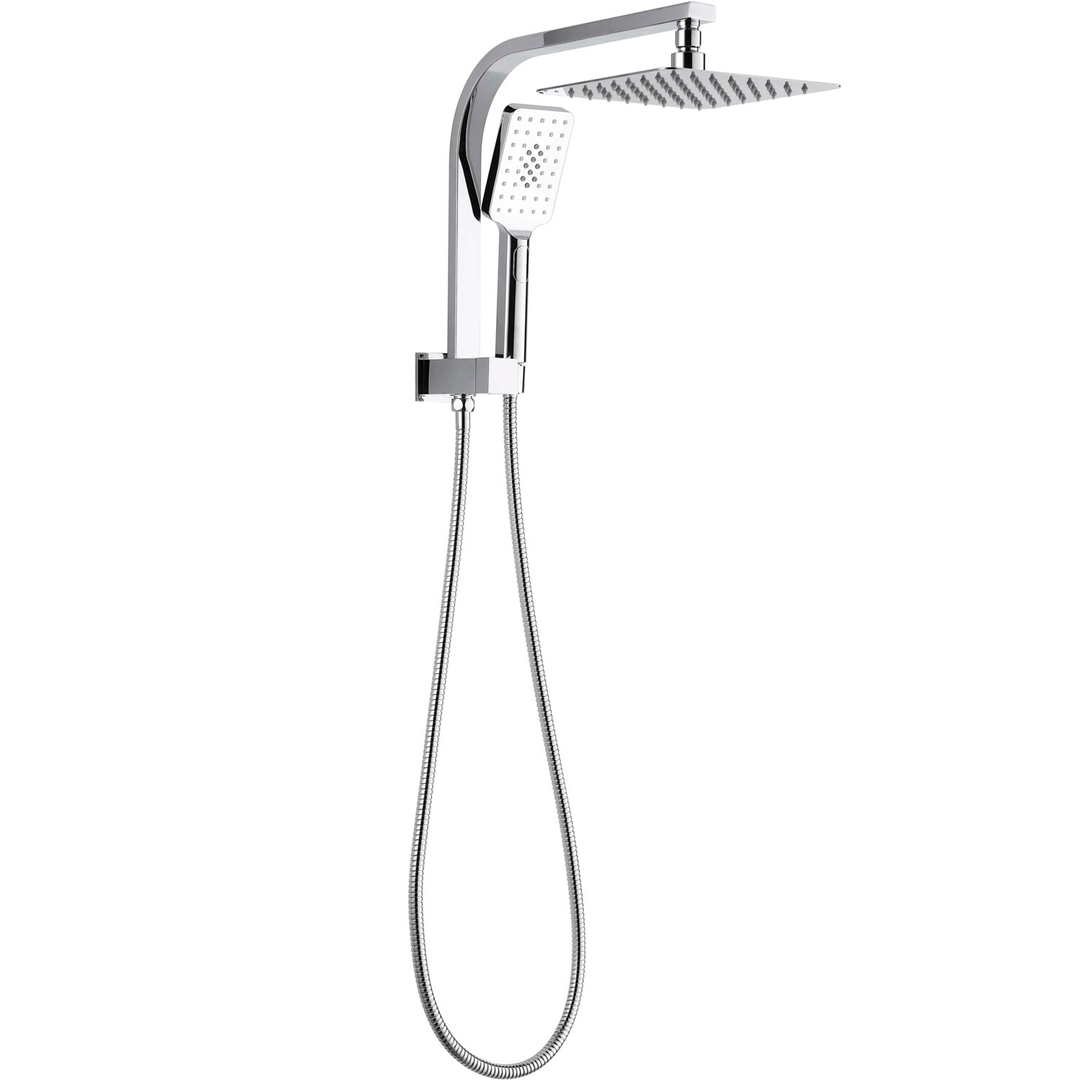 Otti Taran Twin Shower Set Top Inlet With Square 200Mm Shower Head-Half Rail Chrome