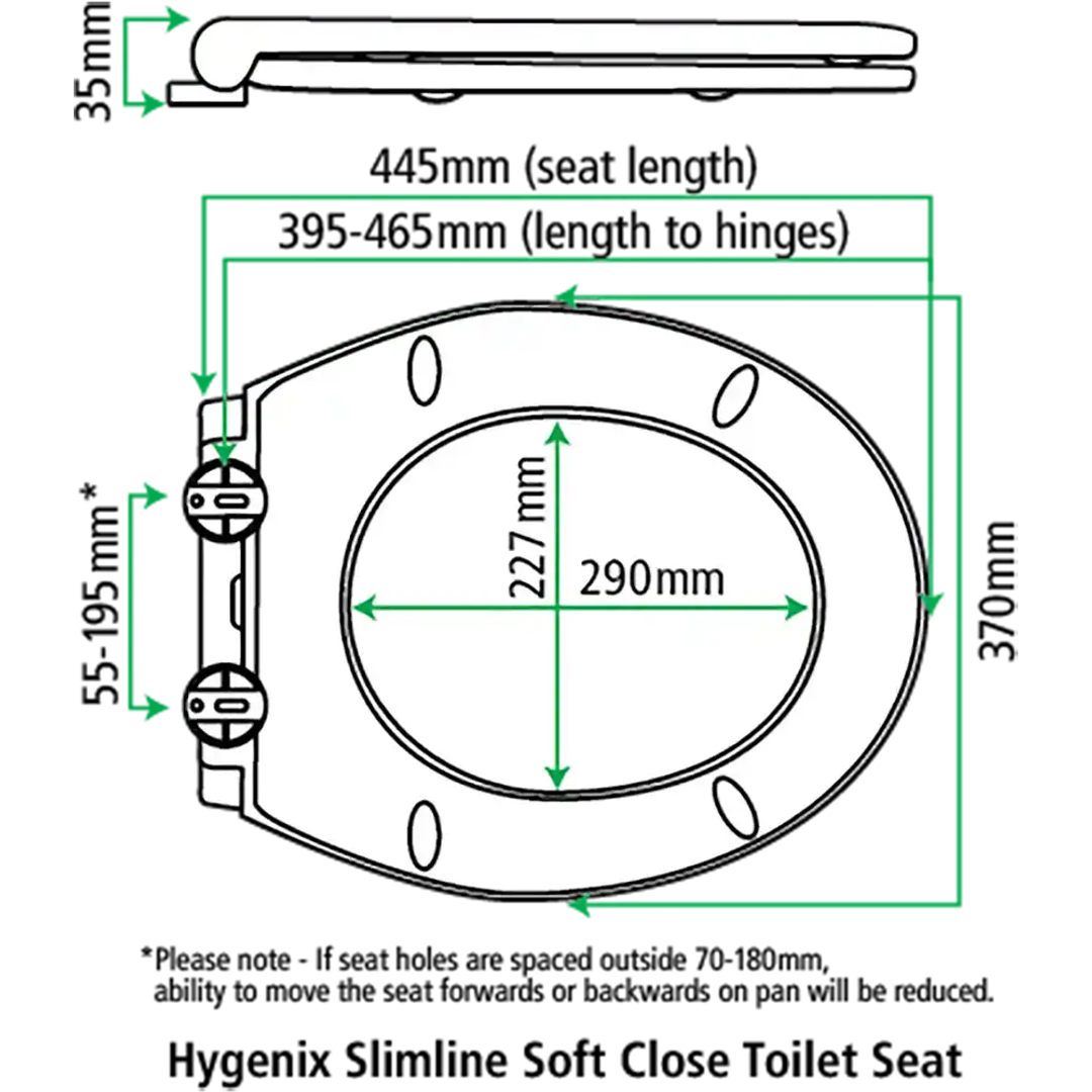 Fix-A-Loo Hygenix Slimline Soft Close Toilet Seat (245359)