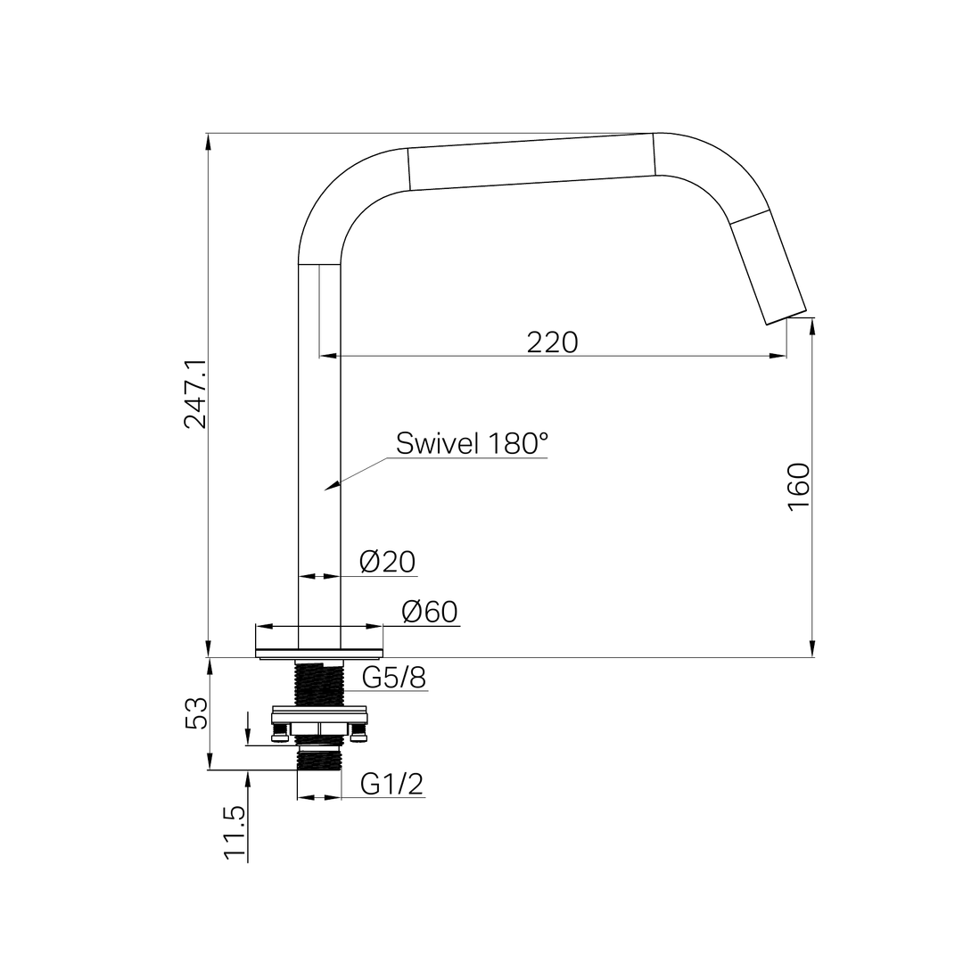Nero Serenity Bath/Kitchen Edge Spout Ii Matte Black